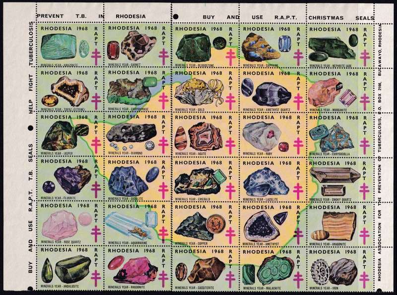 RHODESIA - 1968 RAPT Minerals of Rhodesia seals (MNH)